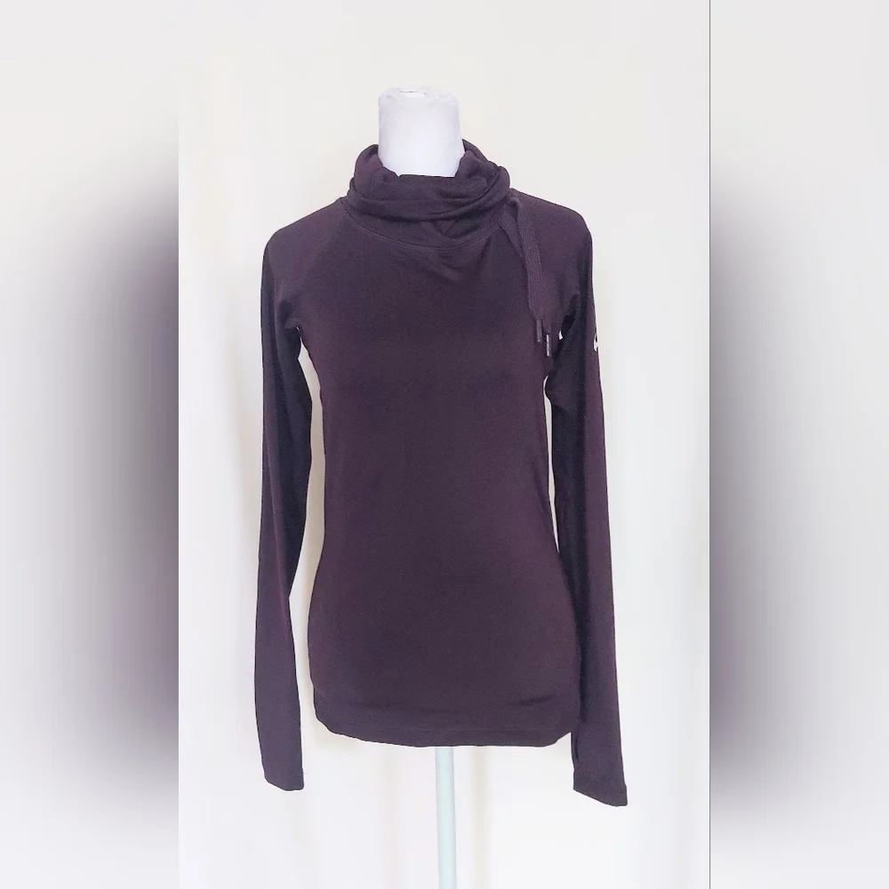 Nike Pro Drifit Small Athletic Run Base Layer Purple Mock Turtleneck Top Purple